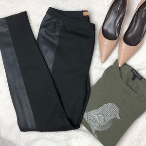 Black pants with faux leather side detail